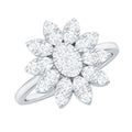 1 CT Round Zircon Flower Engagement Ring in Gold