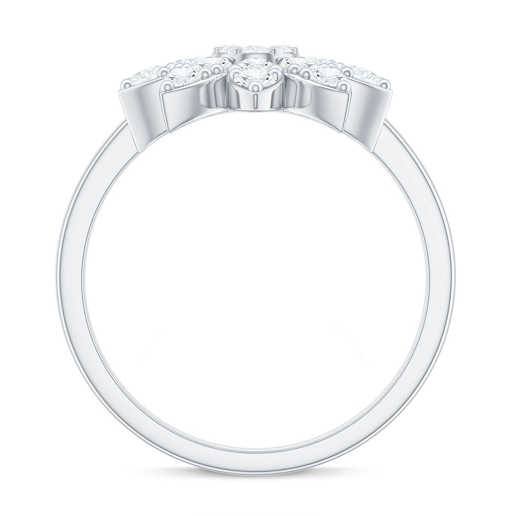 1 CT Round Zircon Flower Engagement Ring in Gold