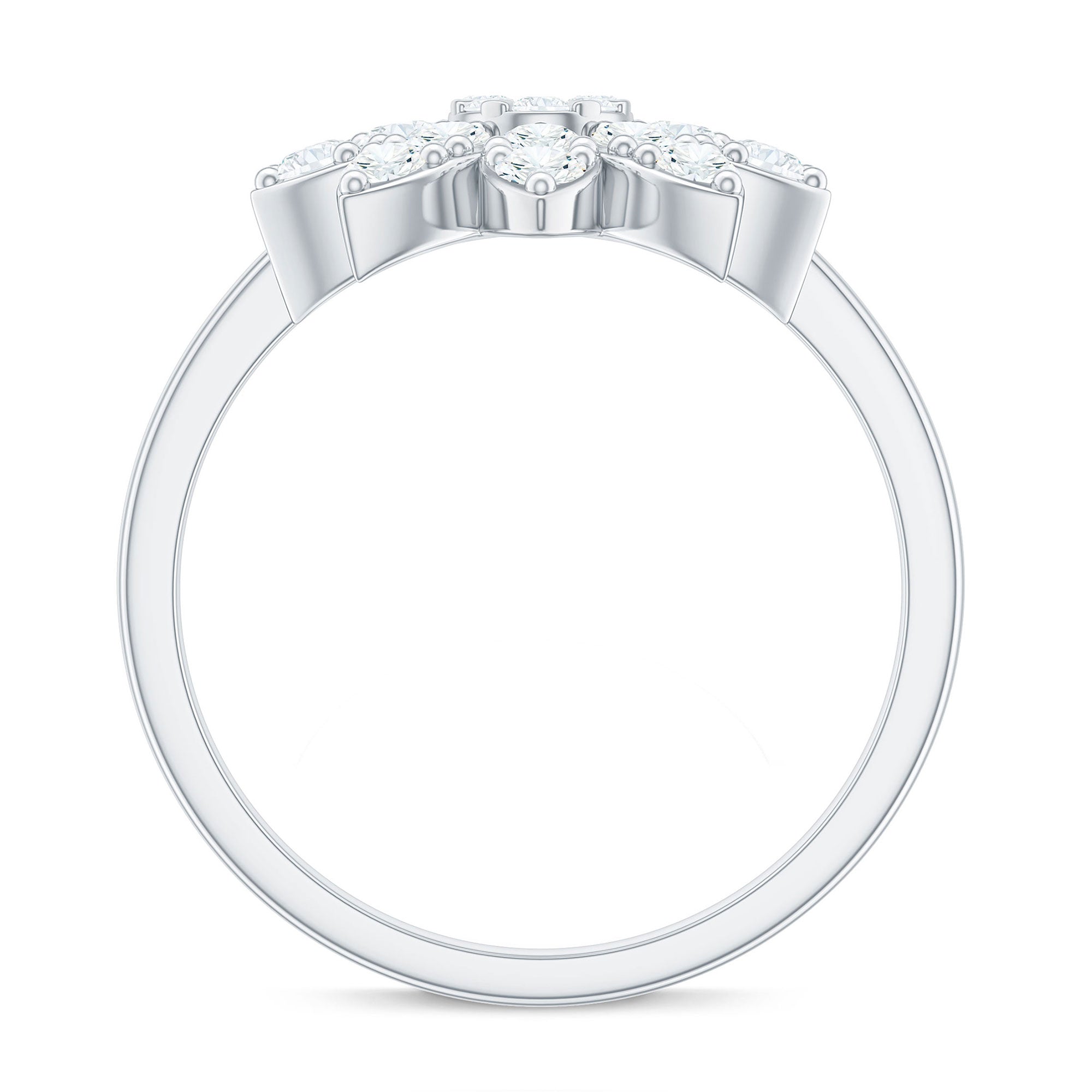 1 CT Round Zircon Flower Engagement Ring in Gold