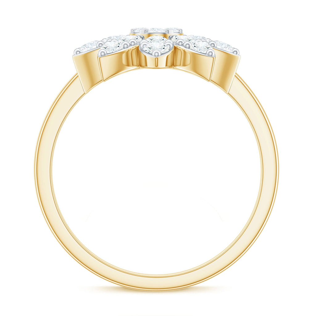 1 CT Round Zircon Flower Engagement Ring in Gold