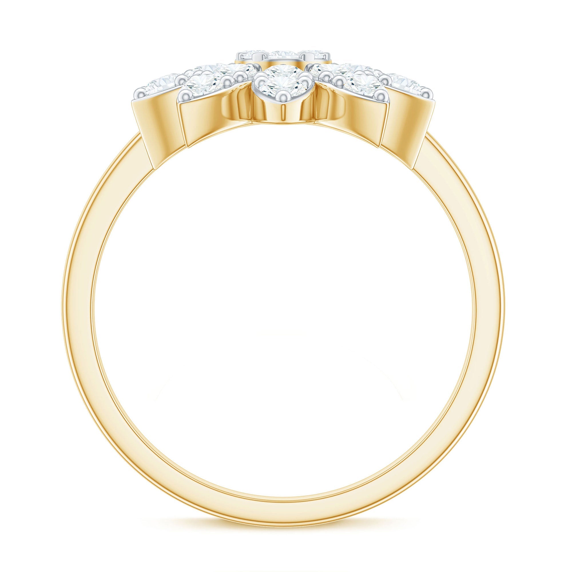 1 CT Round Zircon Flower Engagement Ring in Gold