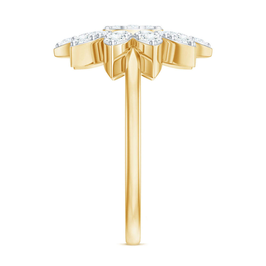 1 CT Round Zircon Flower Engagement Ring in Gold