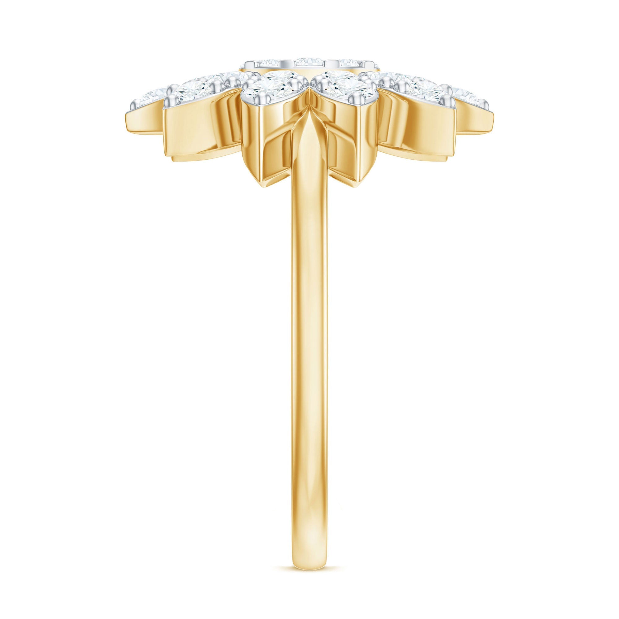 1 CT Round Zircon Flower Engagement Ring in Gold