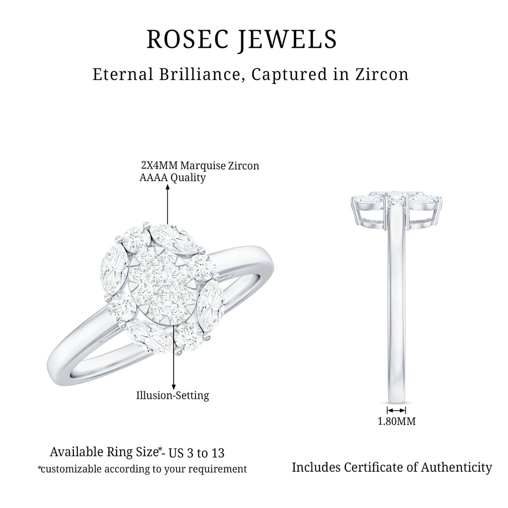 1 CT Cubic Zirconia Cocktail Engagement Ring in Gold