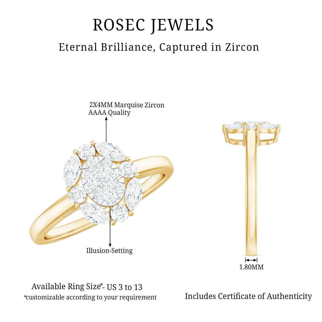 1 CT Cubic Zirconia Cocktail Engagement Ring in Gold