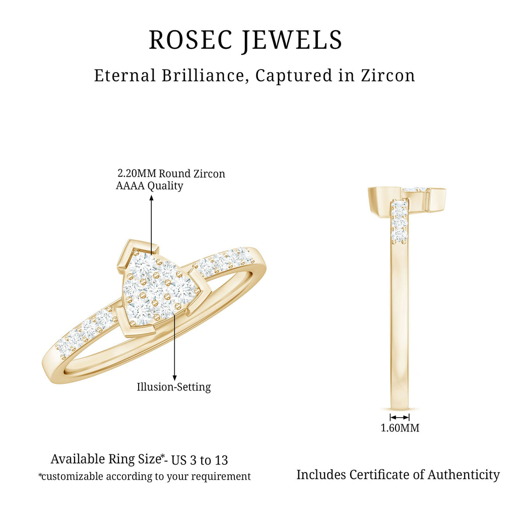 1/2 CT Round Cubic Zirconia Triangular Engagement Ring