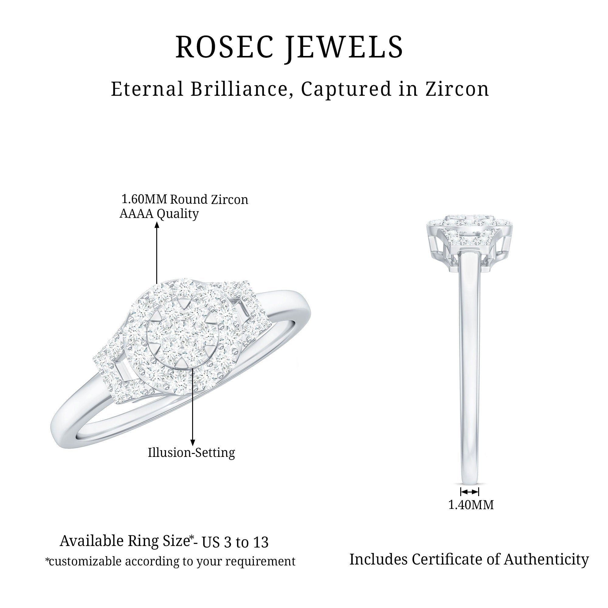 0.50 CT Minimal Zircon Engagement Ring in Gold