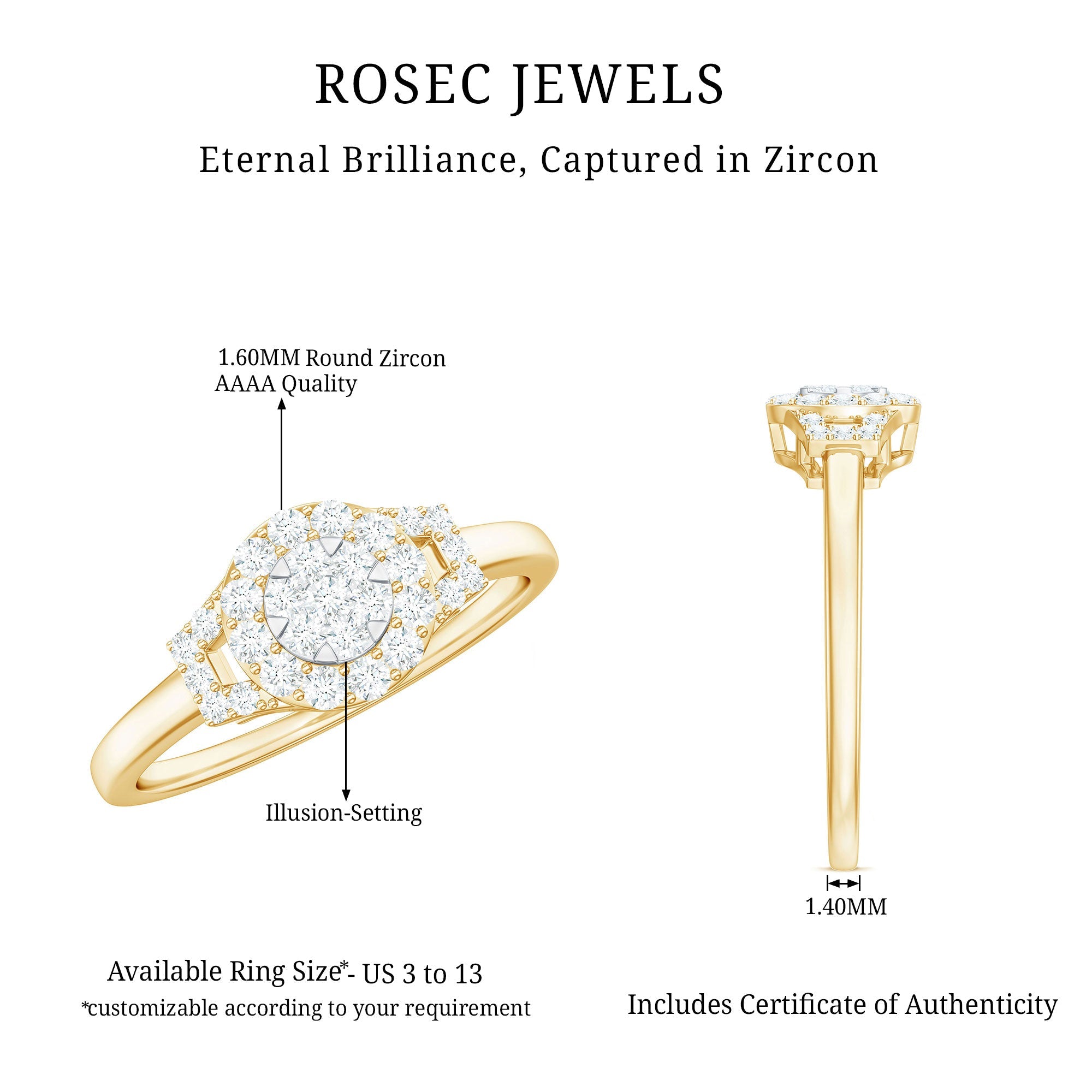 0.50 CT Minimal Zircon Engagement Ring in Gold