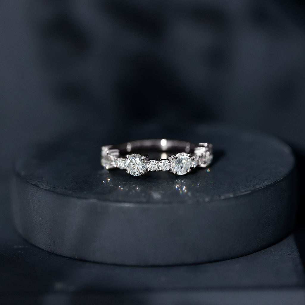 Cubic Zirconia Half Eternity Wedding Anniversary Ring