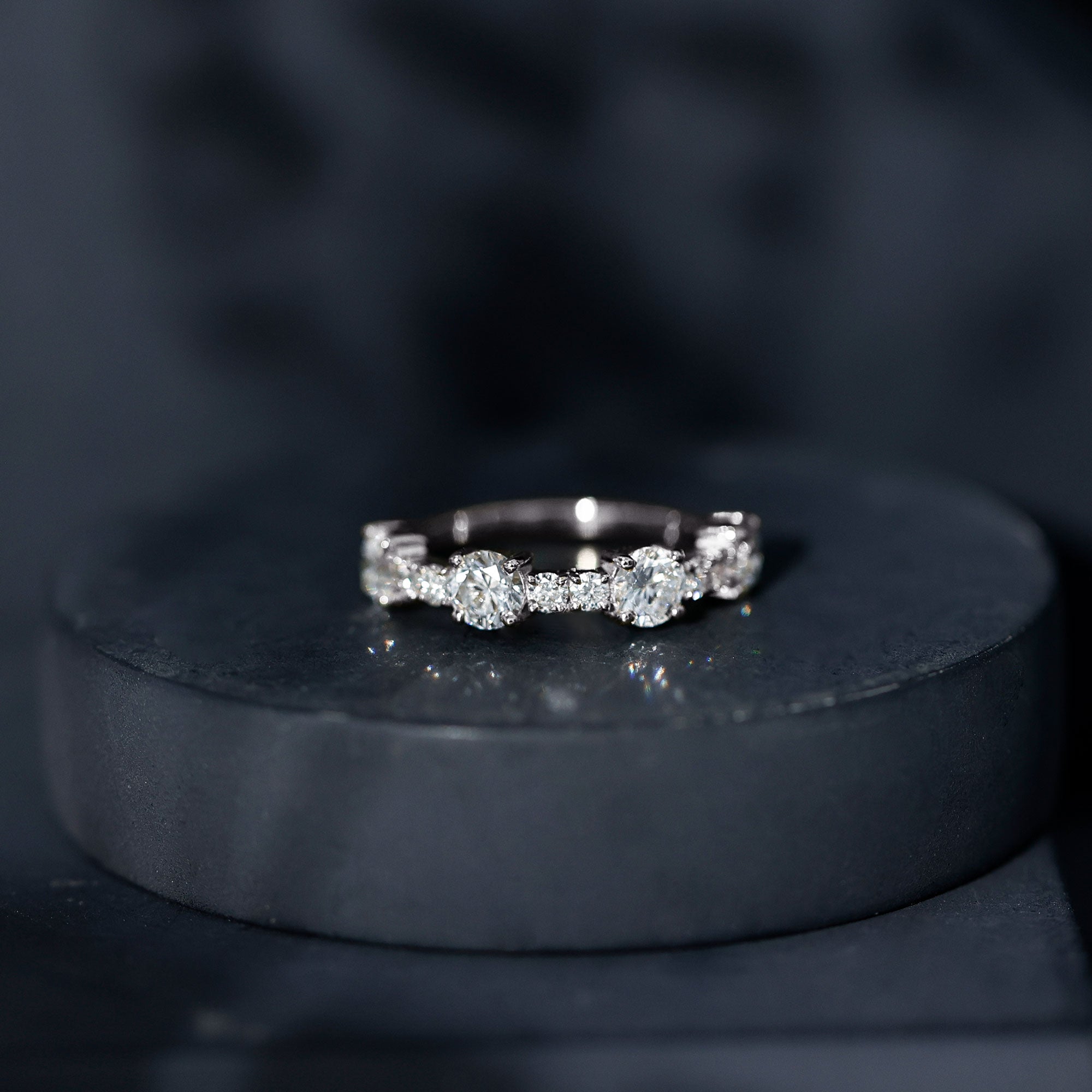 Cubic Zirconia Half Eternity Wedding Anniversary Ring