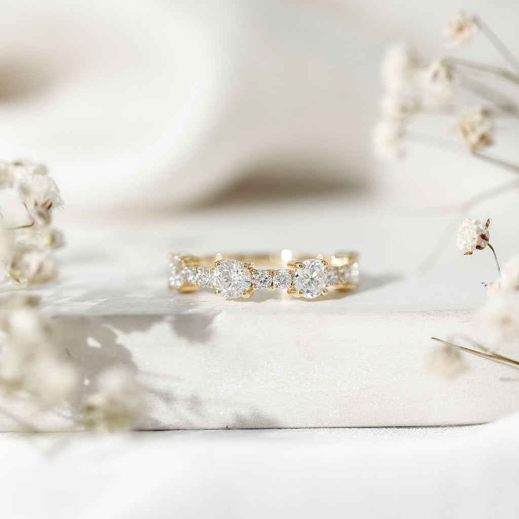 Cubic Zirconia Half Eternity Wedding Anniversary Ring