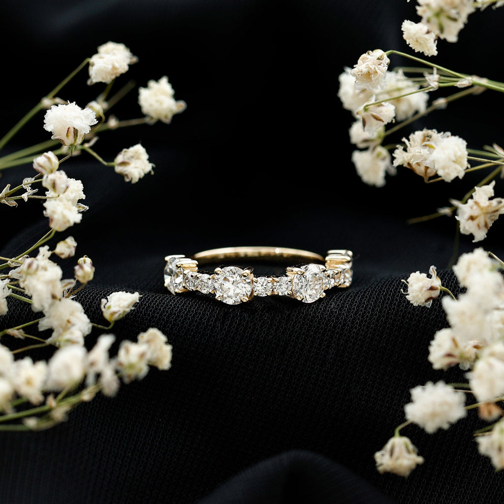 Cubic Zirconia Half Eternity Wedding Anniversary Ring
