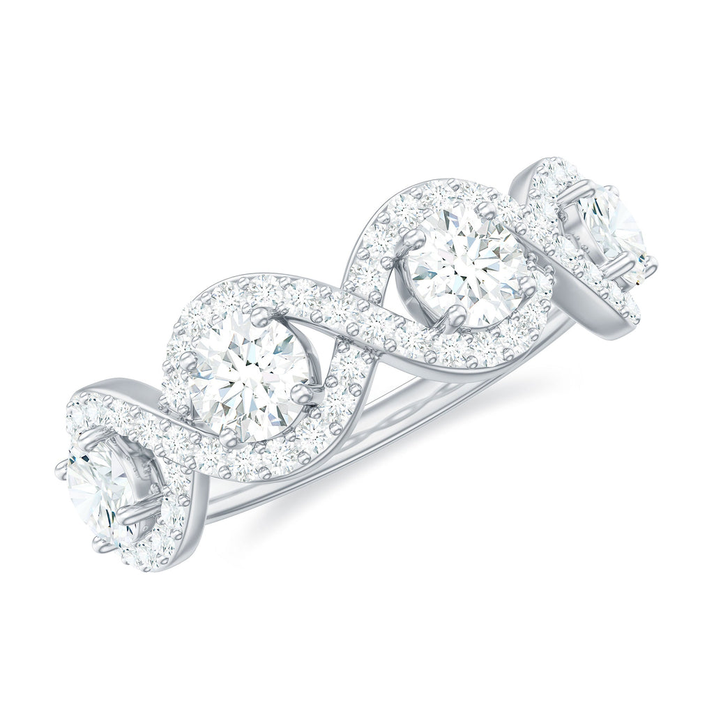 Cubic Zirconia Braided Half Eternity Band Ring