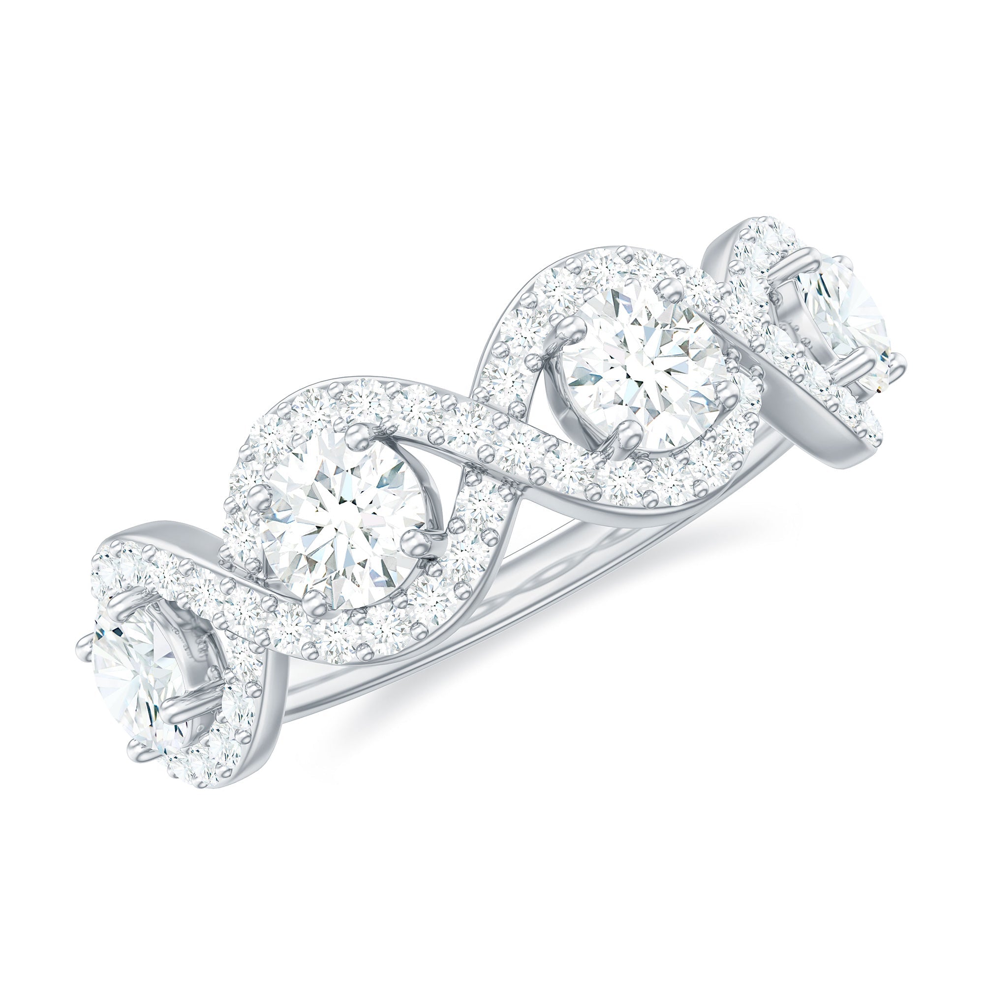 Cubic Zirconia Braided Half Eternity Band Ring