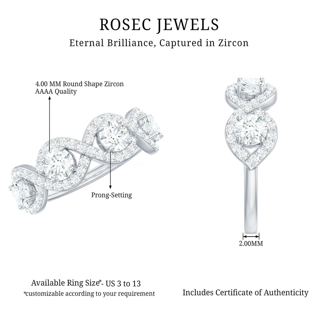 Cubic Zirconia Braided Half Eternity Band Ring