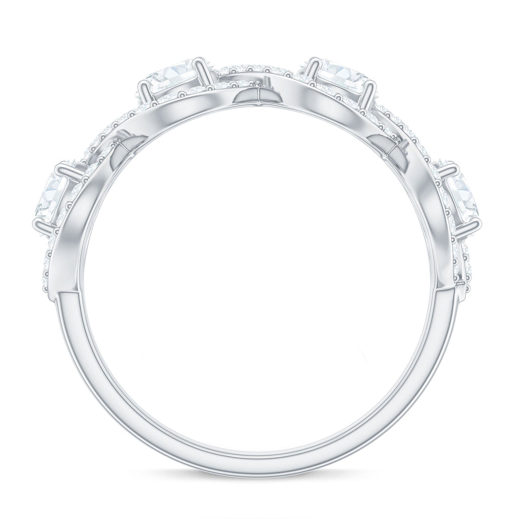 Cubic Zirconia Braided Half Eternity Band Ring