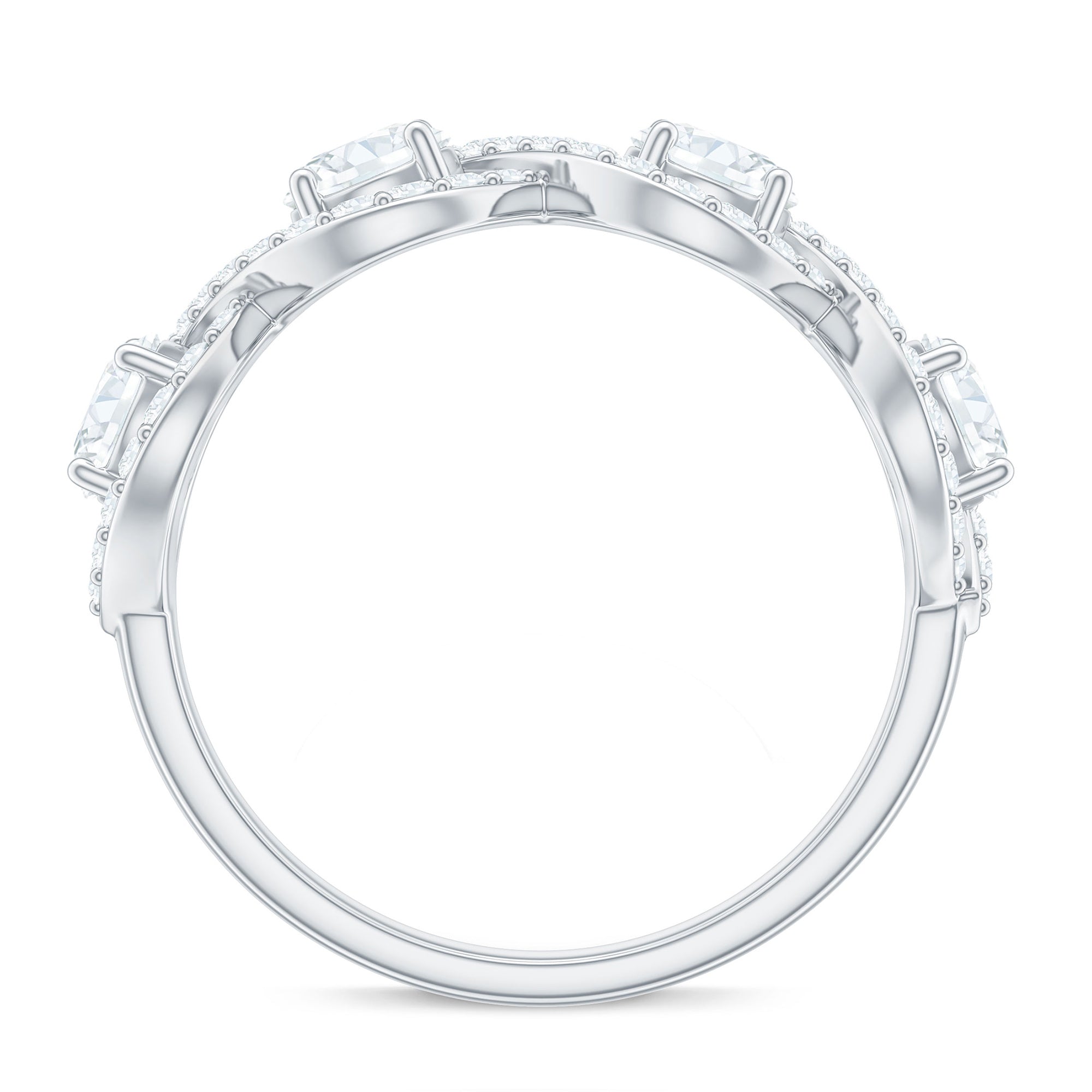Cubic Zirconia Braided Half Eternity Band Ring