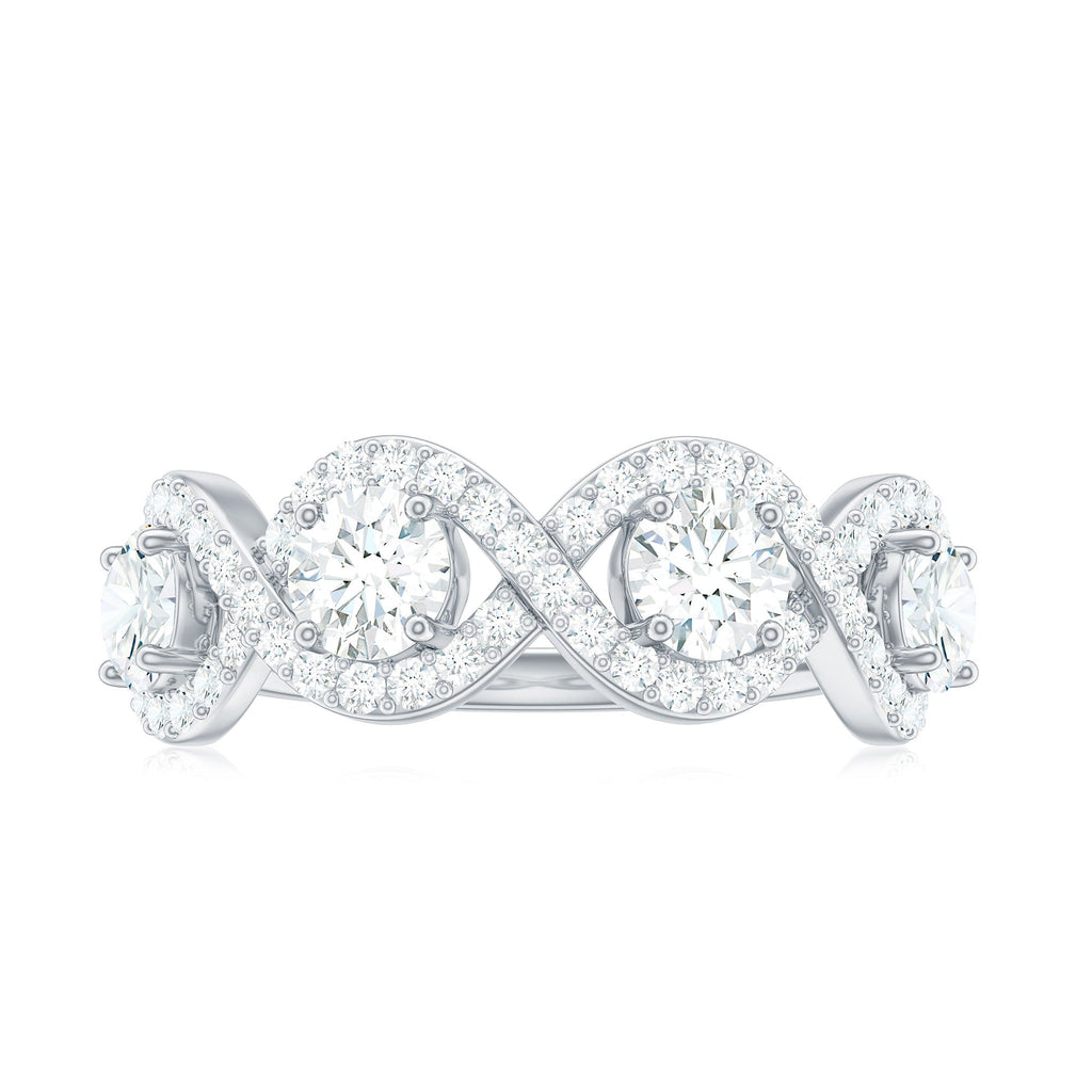 Cubic Zirconia Braided Half Eternity Band Ring