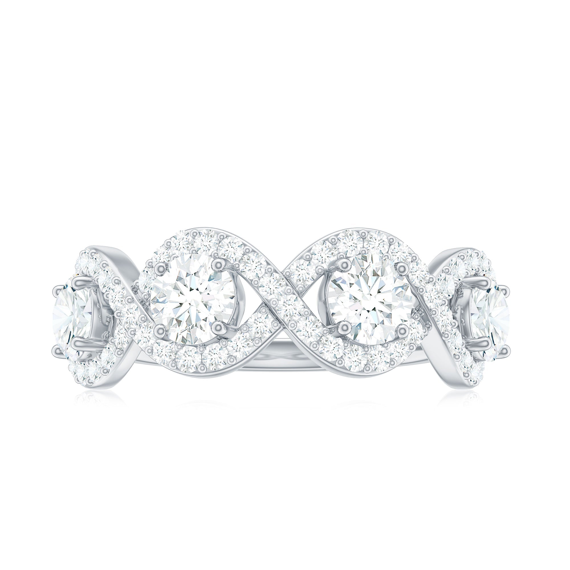Cubic Zirconia Braided Half Eternity Band Ring