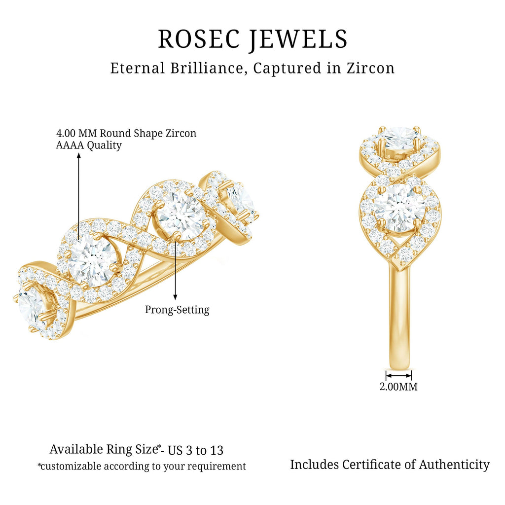 Cubic Zirconia Braided Half Eternity Band Ring