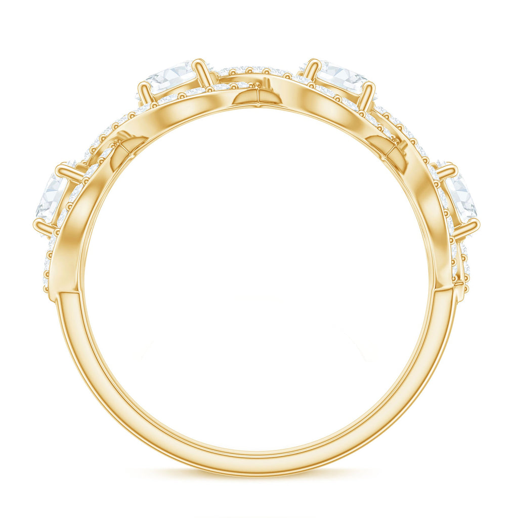 Cubic Zirconia Braided Half Eternity Band Ring