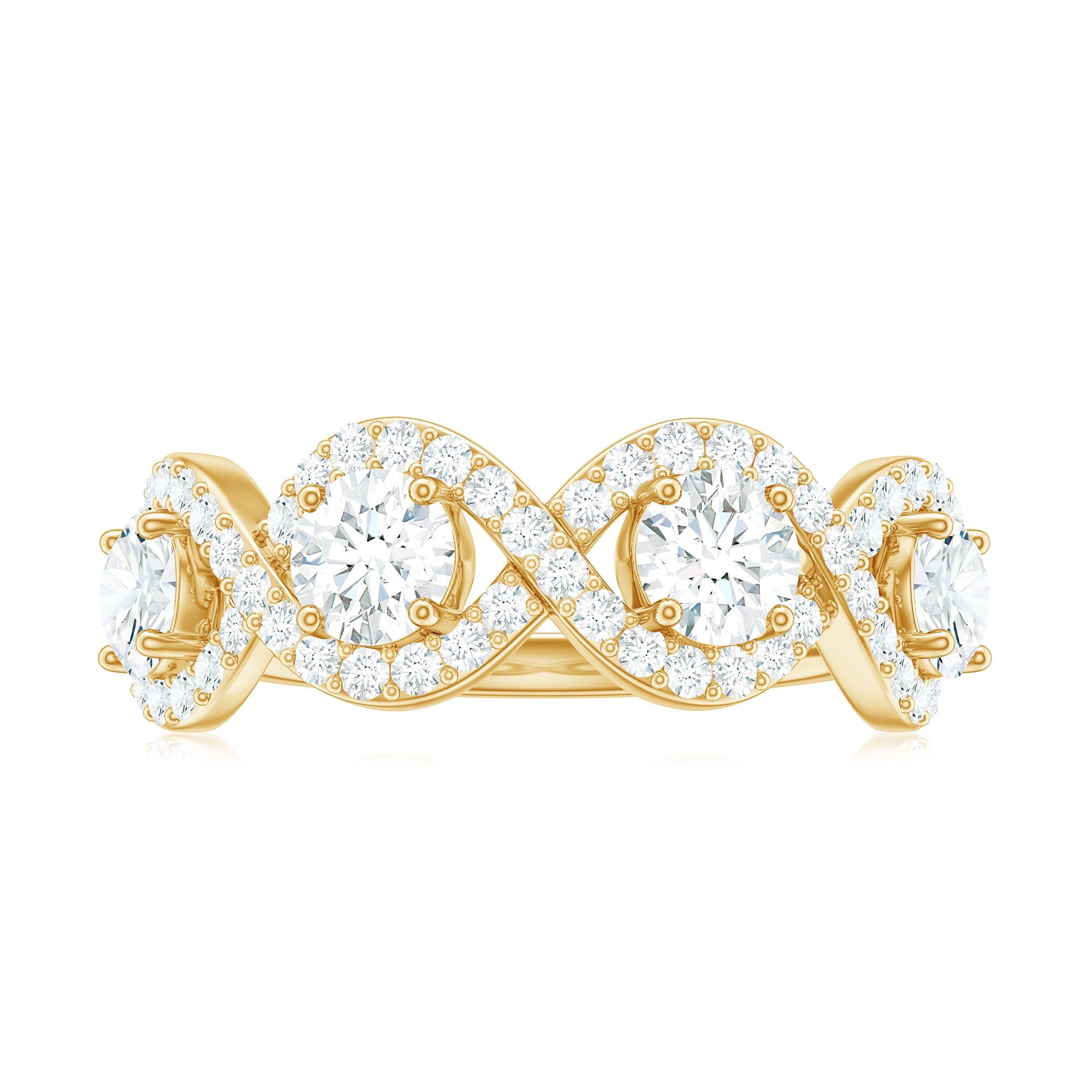 Cubic Zirconia Braided Half Eternity Band Ring