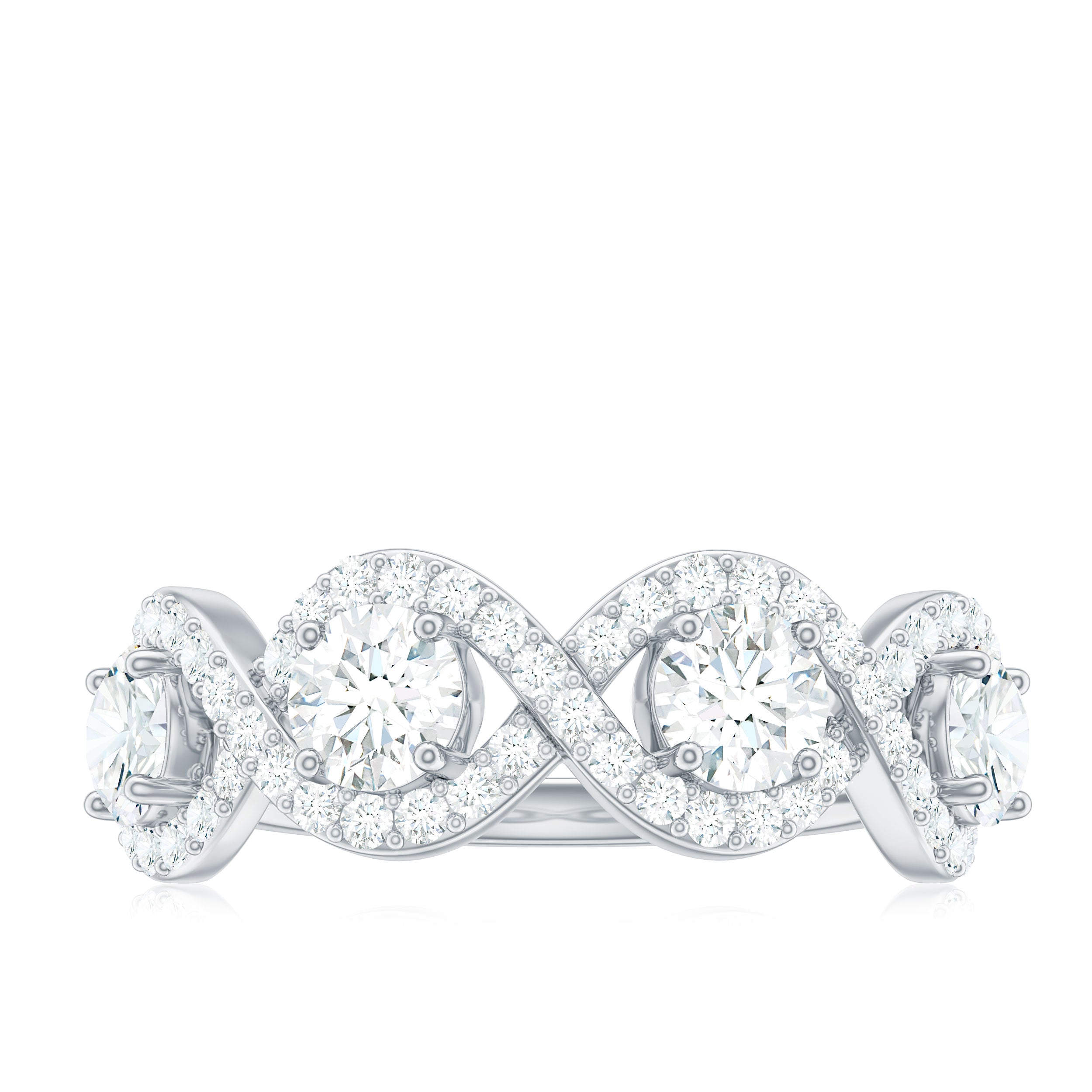 Round Moissanite Infinity Wedding Band Ring