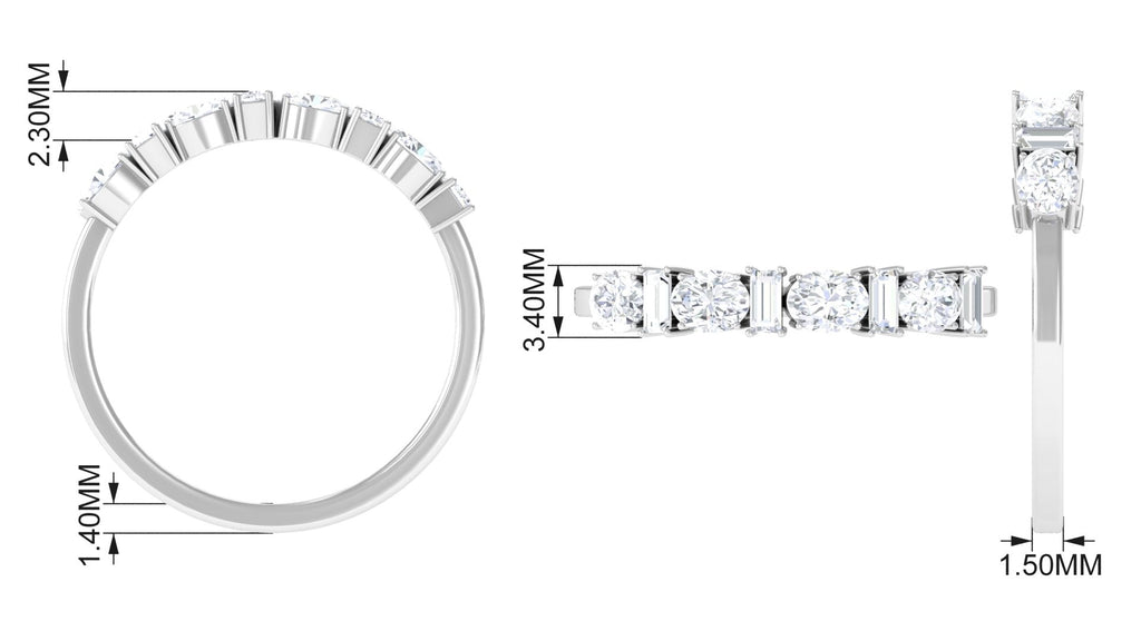 Oval and Baguette Cut Zircon Wedding Half Eternity Ring