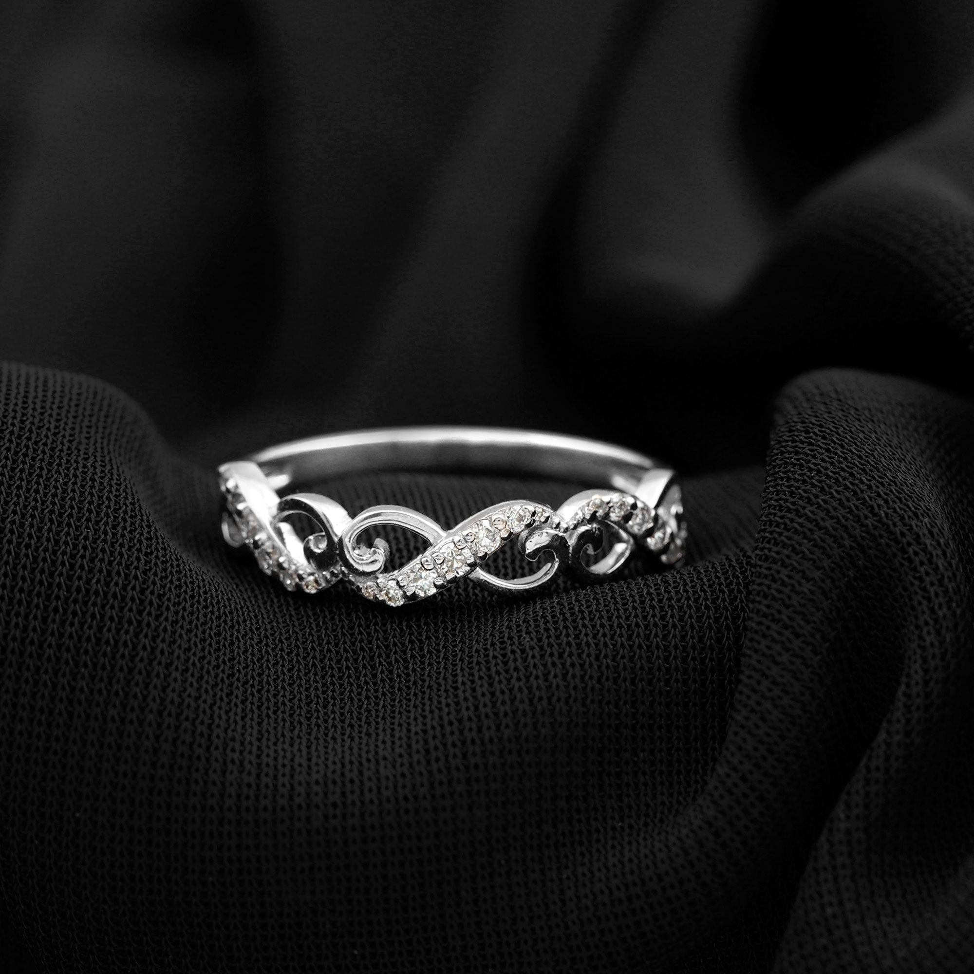 Vintage Inspired Moissanite Infinity Wedding Band Ring