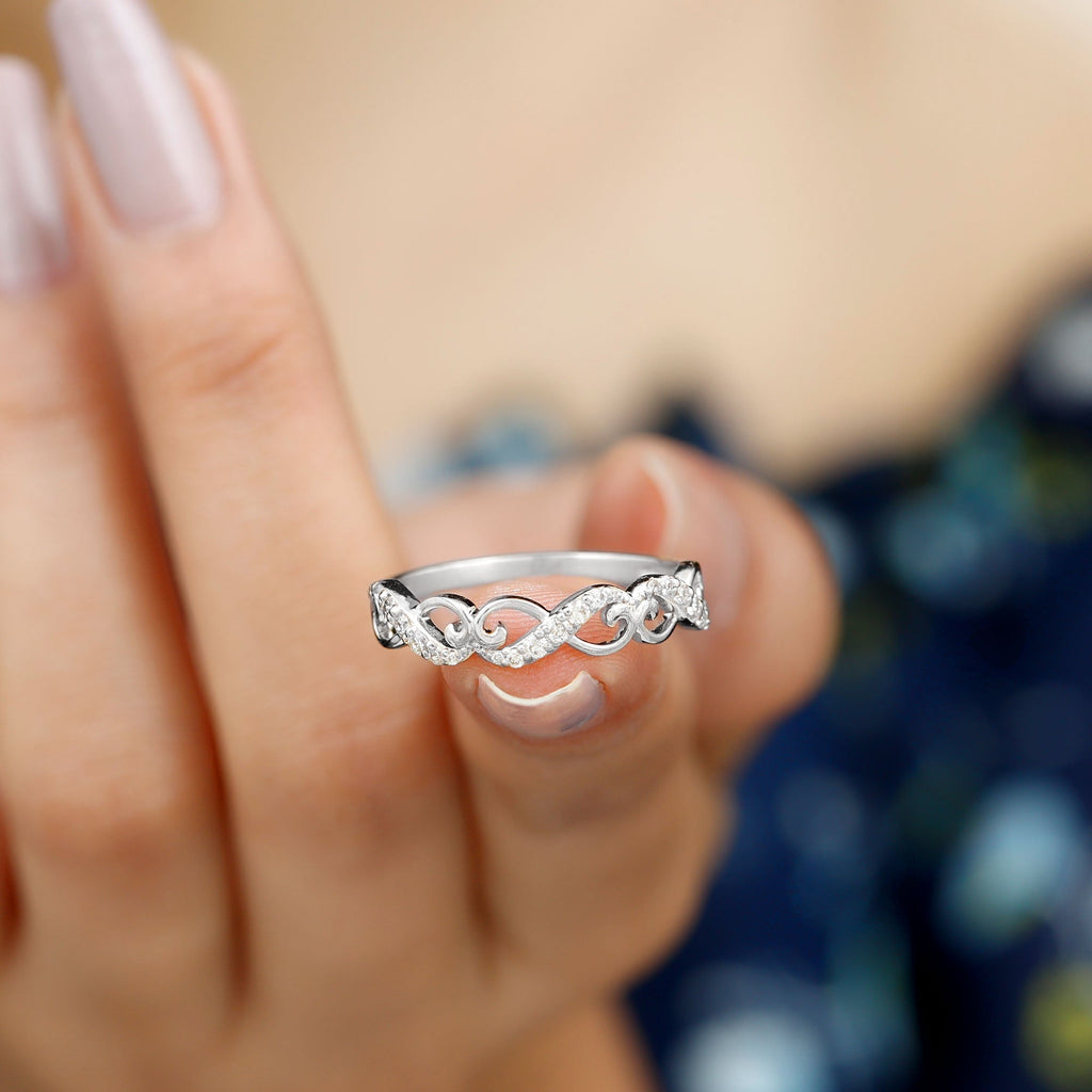 Vintage Inspired Moissanite Infinity Wedding Band Ring
