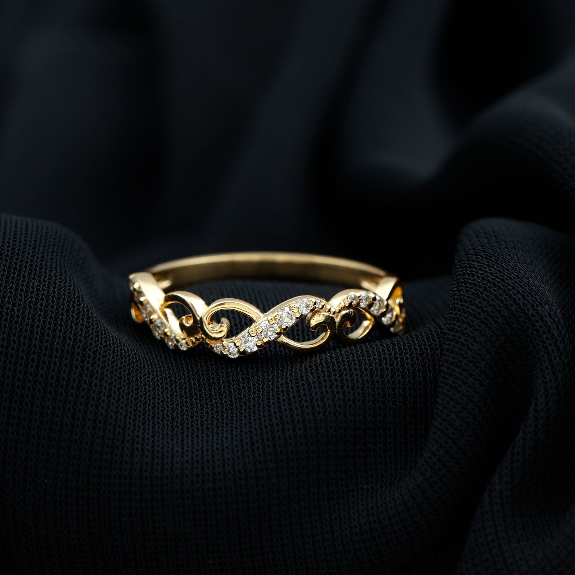 Vintage Inspired Moissanite Infinity Wedding Band Ring
