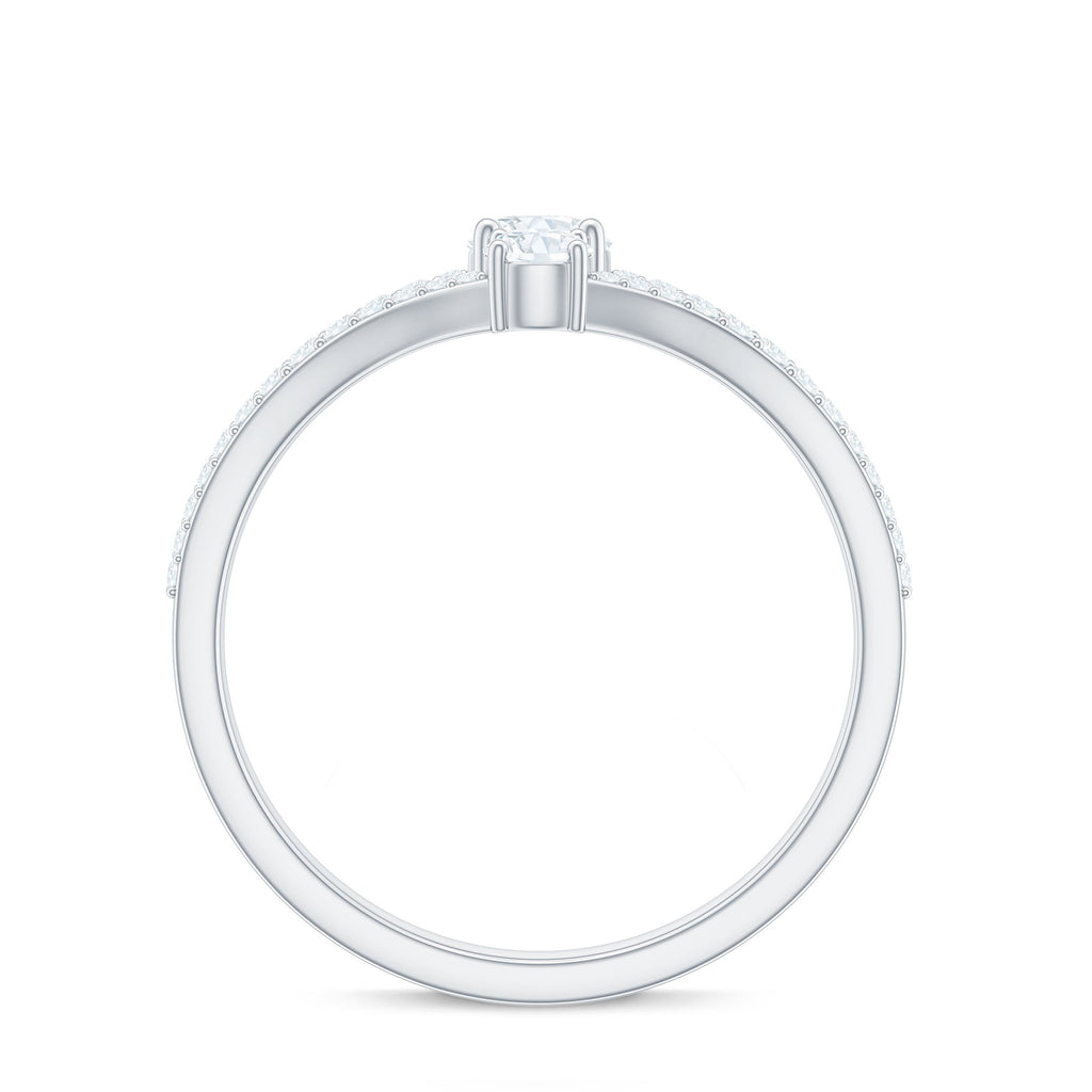 3/4 CT Zircon Two Stone Engagement Ring with Split Shank