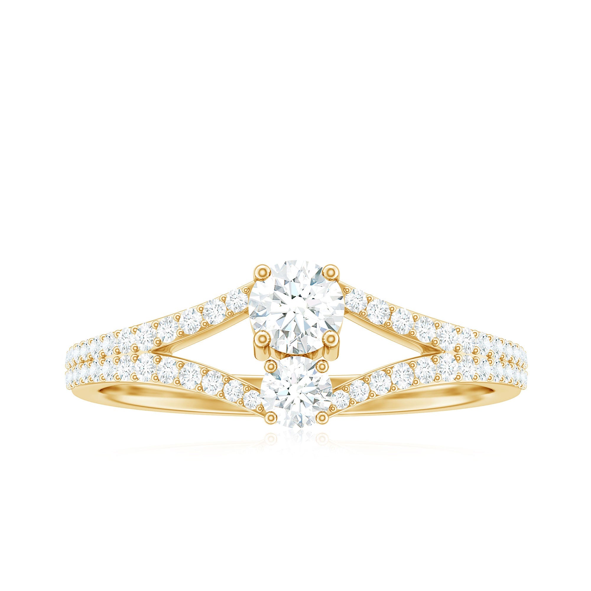 3/4 CT Zircon Two Stone Engagement Ring with Split Shank