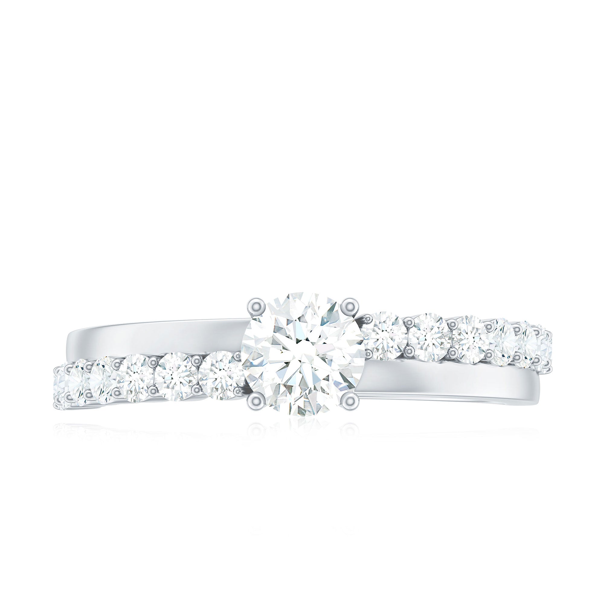 1 CT Round Cut Cubic Zirconia Promise Ring in Prong Setting