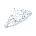 Zircon Teardrop Engagement Ring with Cluster Accent