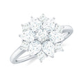 Womens Moissanite Flower Engagement Ring with Certificate