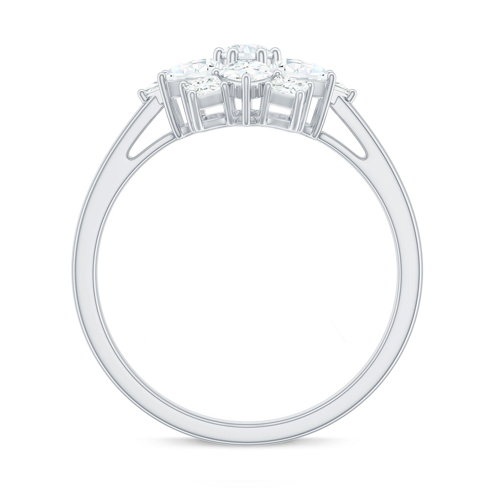 Womens Moissanite Flower Engagement Ring with Certificate