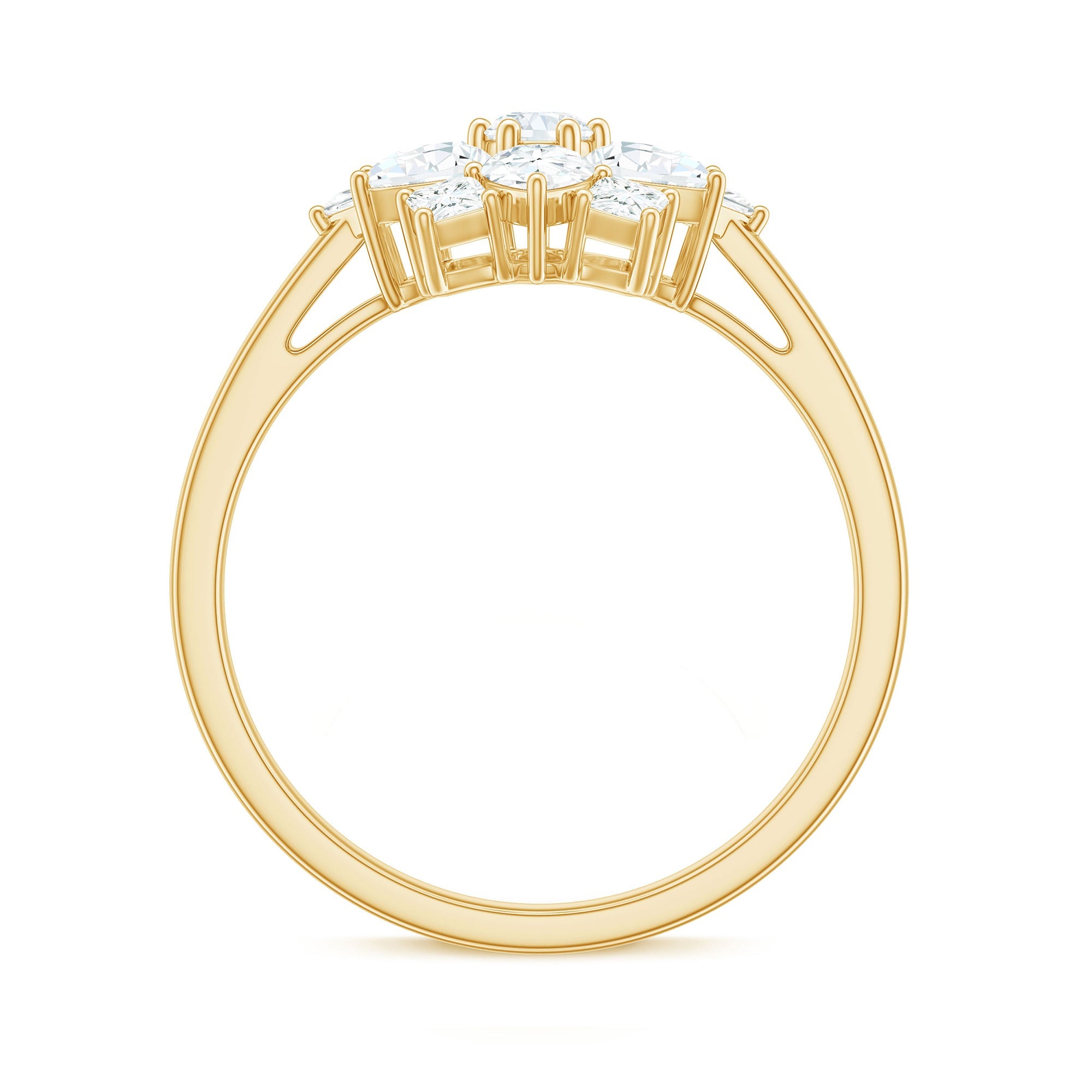 Womens Moissanite Flower Engagement Ring with Certificate