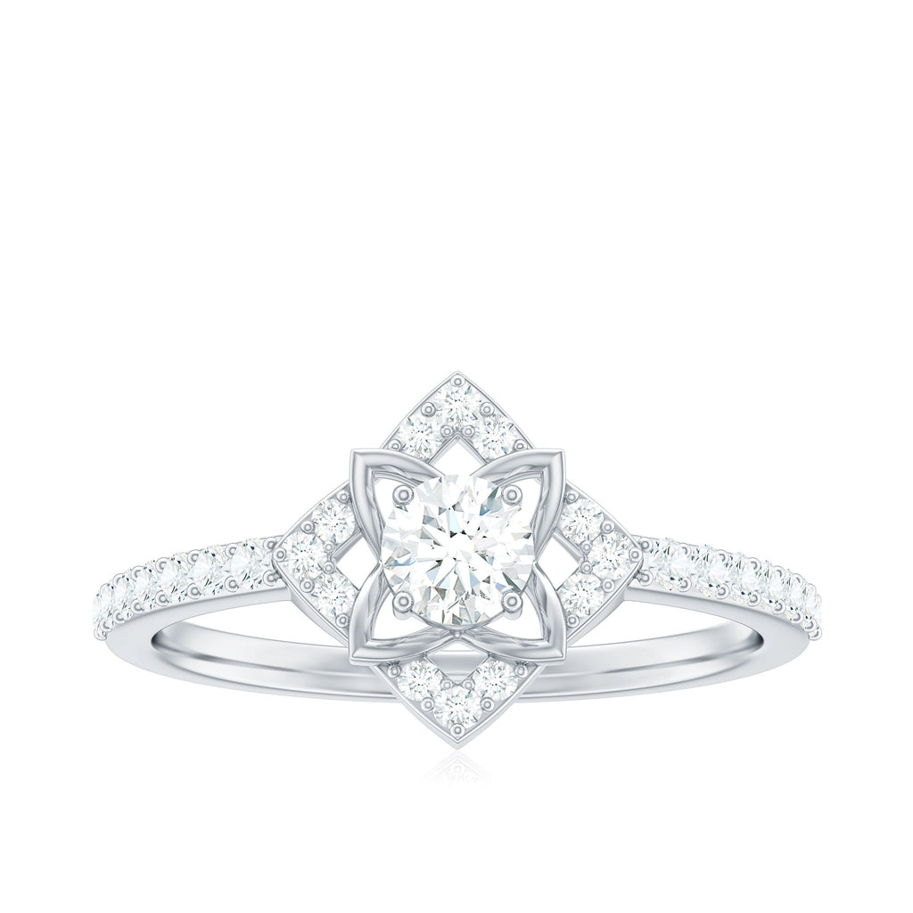 Certified Moissanite Floral Engagement Ring For Her