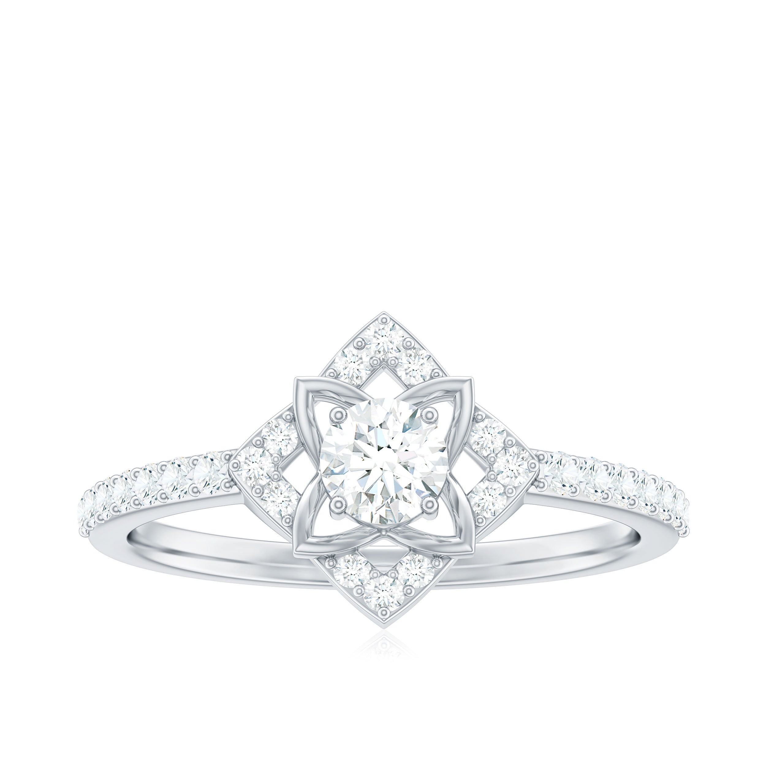 Certified Moissanite Floral Engagement Ring For Her