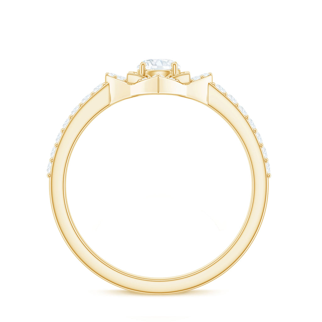 Certified Moissanite Floral Engagement Ring For Her