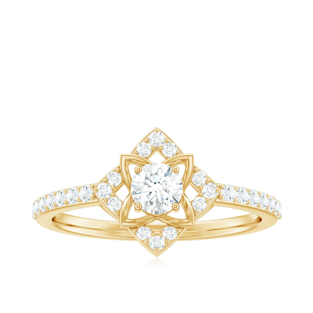 Certified Moissanite Floral Engagement Ring For Her