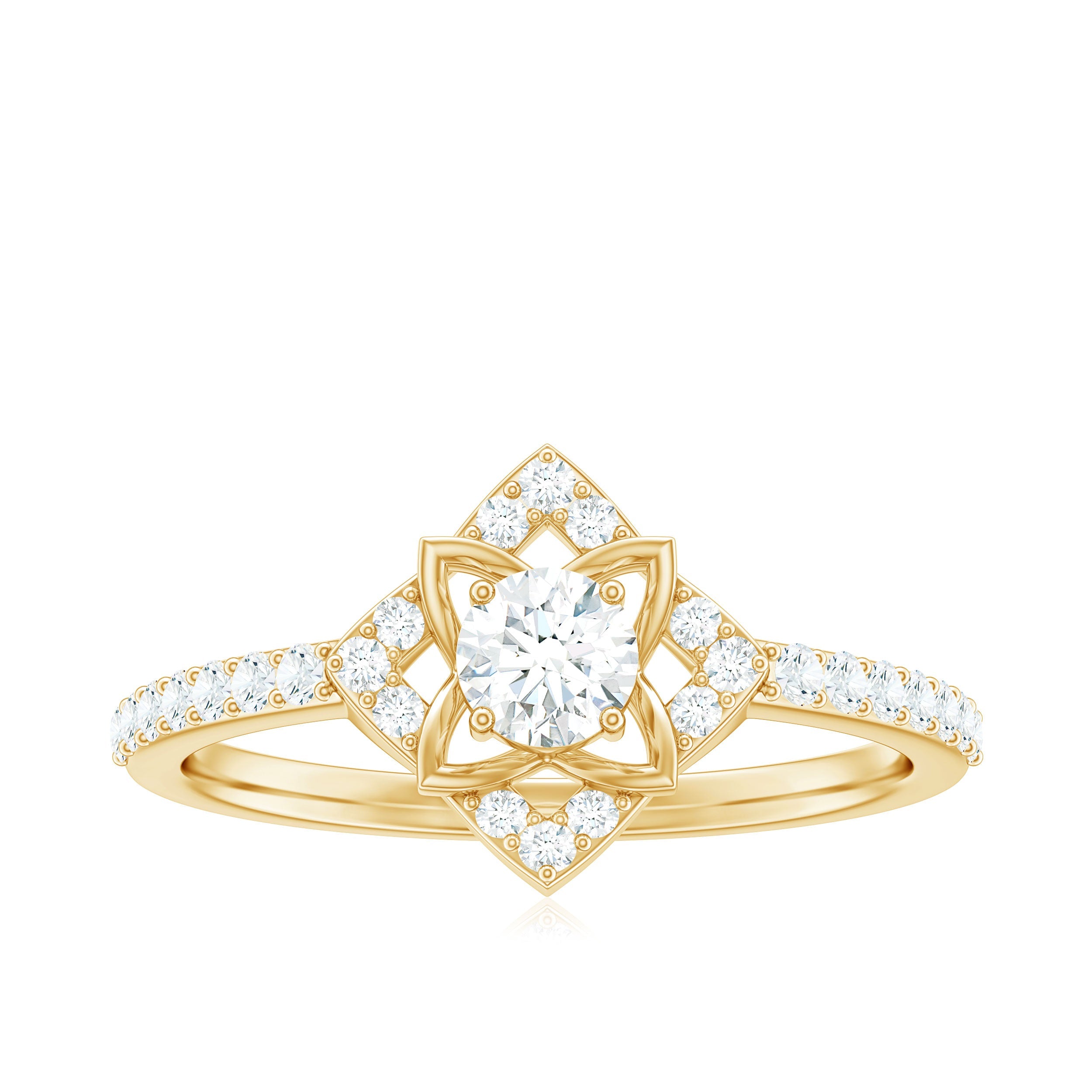 Certified Moissanite Floral Engagement Ring For Her