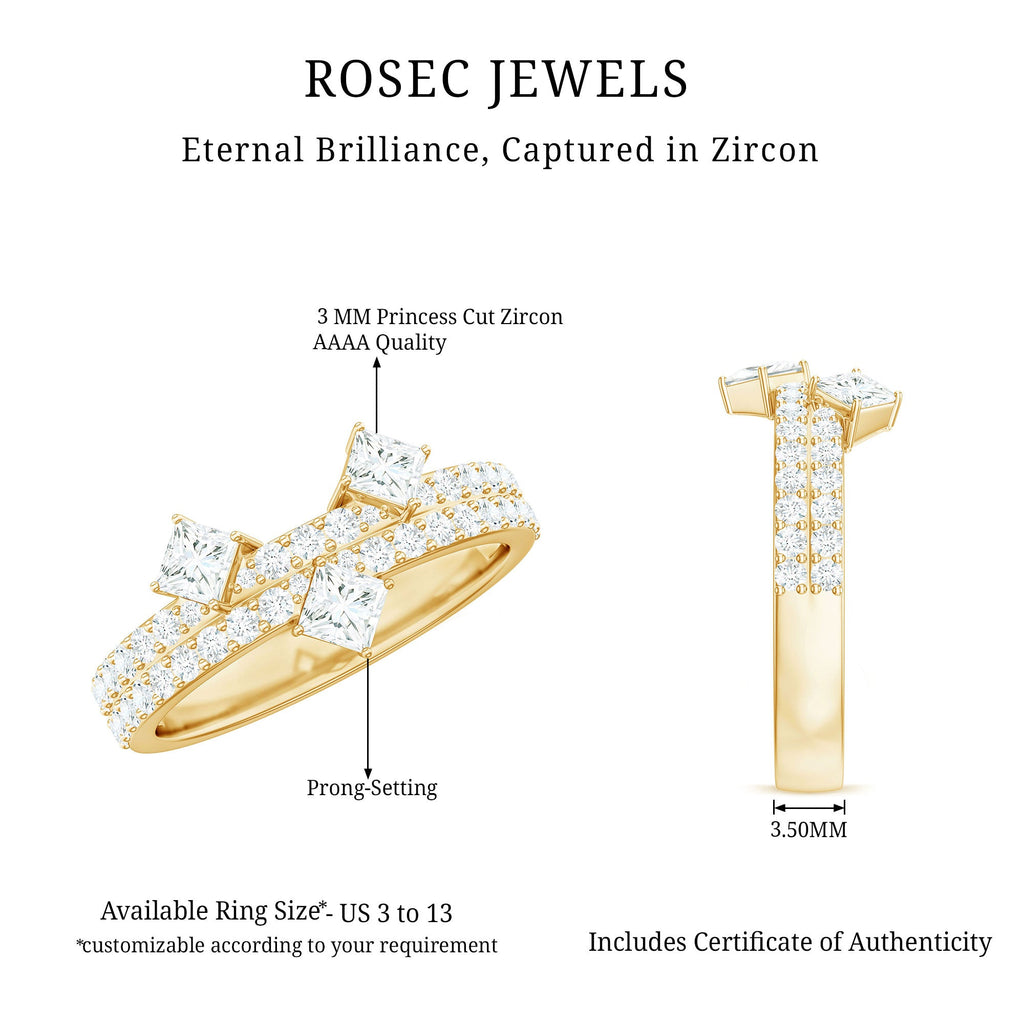 1.50 CT Designer Zircon Band Ring in Prong Setting