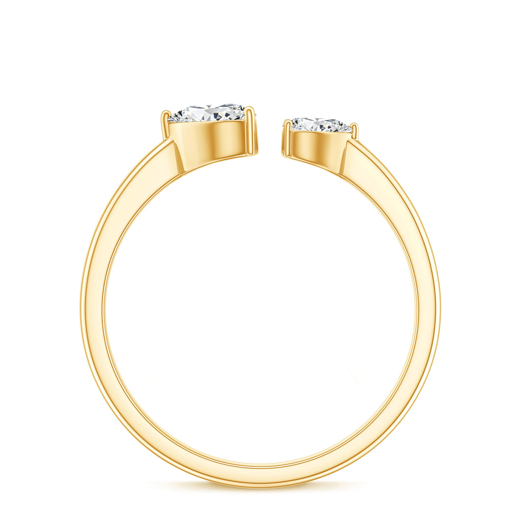 Heart Shape Moissanite Two Stone Cuff Ring