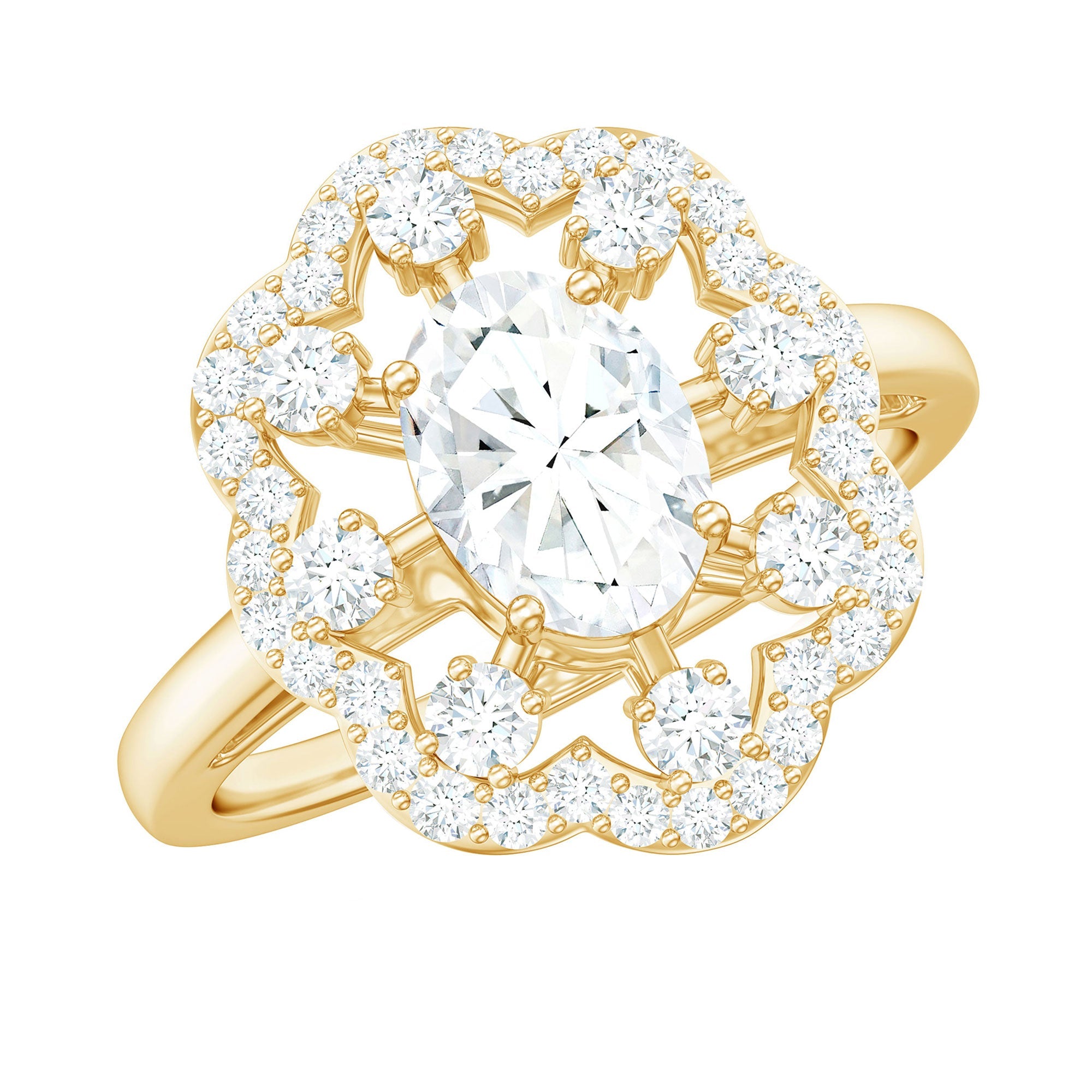 2.25 CT Cubic Zirconia Vintage Engagement Ring in Gold