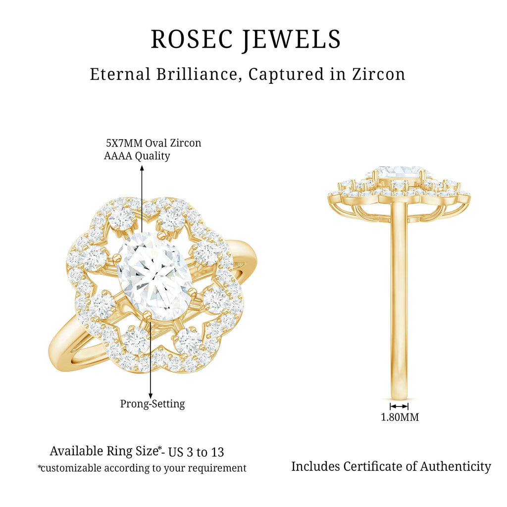 2.25 CT Cubic Zirconia Vintage Engagement Ring in Gold
