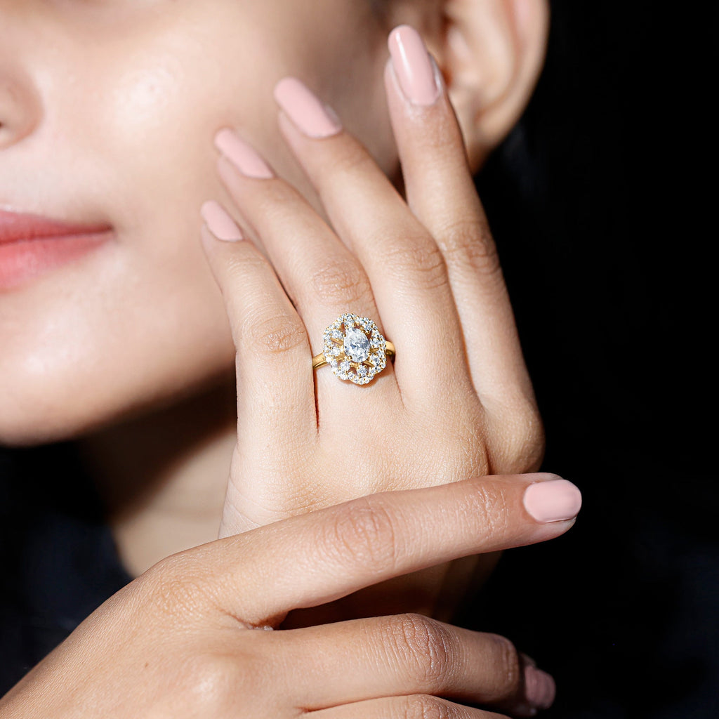 2.25 CT Cubic Zirconia Vintage Engagement Ring in Gold
