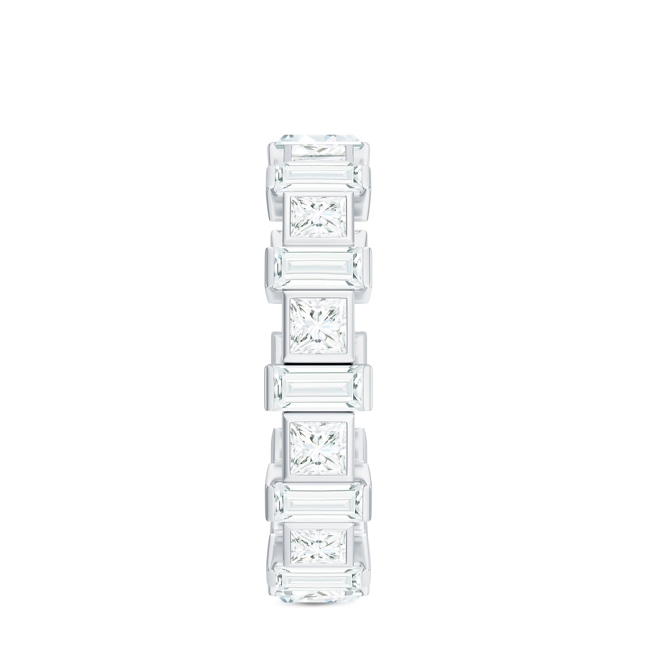 Princess and Baguette Cut Zircon Alternate Eternity Ring