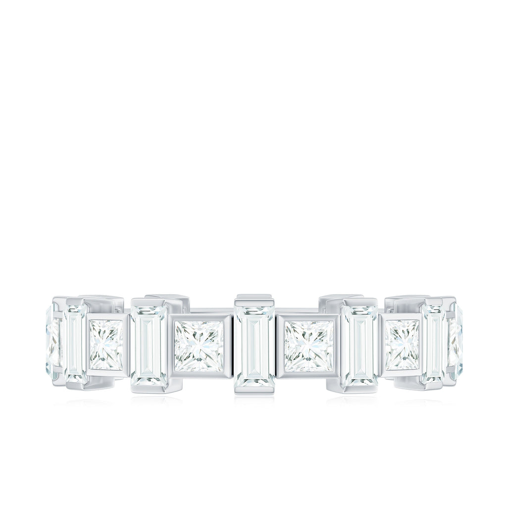 Princess and Baguette Cut Zircon Alternate Eternity Ring